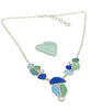 Blue, Green & Aqua 14 Piece Sea Glass Cluster Necklace