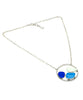 Textured Cobalt, Aqua and Clear Sea Glass Hoop Necklace