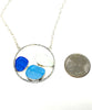 Textured Cobalt, Aqua and Clear Sea Glass Hoop Necklace