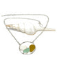 Clear, Aqua & Amber Sea Glass Hoop Necklace