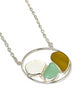 Clear, Aqua & Amber Sea Glass Hoop Necklace