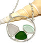Pale Lavender, Aqua and Dark Green Sea Glass Hoop Necklace