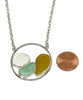 Clear, Aqua & Amber Sea Glass Hoop Necklace