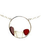 Dark Purple, Textured Clear & Red Sea Glass Hoop Necklace