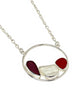 Dark Purple, Textured Clear & Red Sea Glass Hoop Necklace