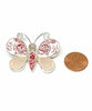 Red & White Floral Vintage Pottery with & Pink Sea Glass Butterfly Pin