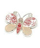 Red & White Floral Vintage Pottery with & Pink Sea Glass Butterfly Pin