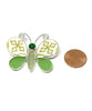 Butterfly Pin Green & Gold Patterned Vintage Pottery with Shades of Green Sea Glass