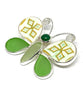 Butterfly Pin Green & Gold Patterned Vintage Pottery with Shades of Green Sea Glass