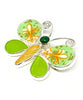 Butterfly Pin Green & Gold Vintage Pottery and Sea Glass