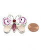 Butterfly Pin with Pink Floral Vintage Pottery with Red & Pink Sea Glass