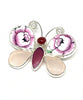 Butterfly Pin with Pink Floral Vintage Pottery with Red & Pink Sea Glass