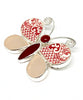 Butterfly Pin Red & White Vintage Pottery with Red & Pink Sea Glass