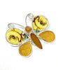 Butterfly Pin with Bold Yellow Vintage Pottery and Amber Sea Glass