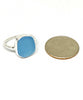 Aqua Sea Glass Ring - Size 10
