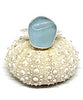 Textured Light Aqua Sea Glass Ring - Size 10