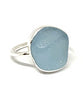 Textured Light Aqua Sea Glass Ring - Size 10
