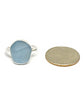 Textured Light Aqua Sea Glass Ring - Size 10