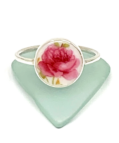 Pink Rose Vintage Pottery Round 
