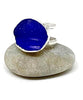 Cobalt Blue Textured Sea Glass Double Band Unisex Ring - Size 6.5