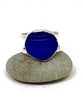 Cobalt Blue Textured Sea Glass Double Band Unisex Ring - Size 6.5