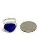 Cobalt Blue Textured Sea Glass Double Band Unisex Ring - Size 6.5