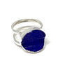 Cobalt Blue Textured Sea Glass Double Band Unisex Ring - Size 6.5