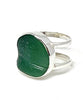 Textured Green Sea Glass Double Band Unisex Ring - Size 5