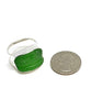 Textured Green Sea Glass Double Band Unisex Ring - Size 9
