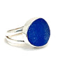 Cobalt Sea Glass Split Band Unisex Ring - Size 7