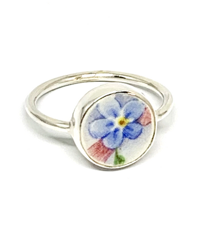Blue Flower Vintage Pottery Round 