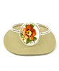Orange & Yellow Flower Vintage Pottery Oval 