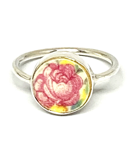 Pink Rose Vintage Pottery Round 