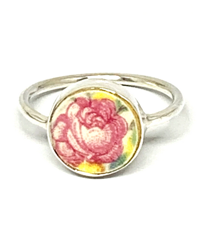 Pink Rose Vintage Pottery Round 