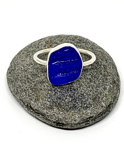 Textured Cobalt Blue Sea Glass 