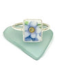 White & Yellow Flower on Blue Vintage Pottery Rectangle 