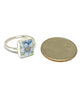 White & Yellow Flower on Blue Vintage Pottery Rectangle 