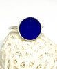 Cobalt Blue Sea Glass Marble Ring - Size 8