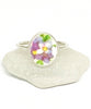 Purple and Yellow Flowers Vintage Pottery Oval 