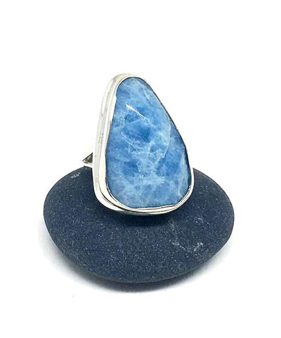 Faceted Amazonite Big Triangular Shape Ring - Size 7