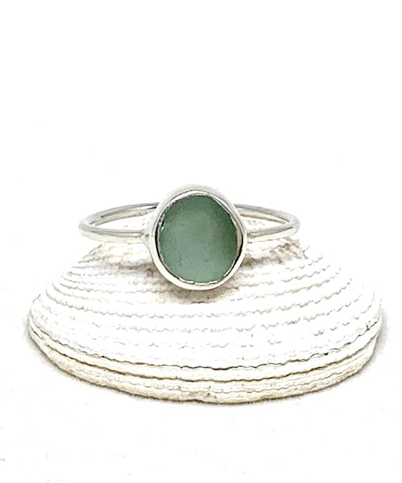 Tiny Aqua Blue Sea Glass Stack Able 