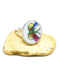 Colorful Butterfly Oval Vintage Pottery Ring- Size 6.5