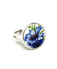 Blue Flower Round Vintage Pottery Ring- Size 6