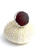 Brown Textured Sea Glass Ring - Size 6