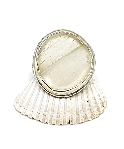 Clear Textured Sea Glass Ring - Size 6.5
