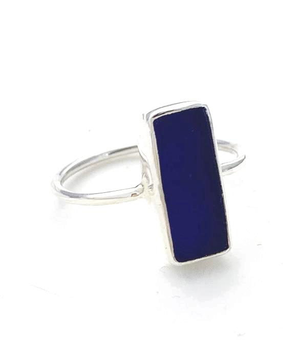 Rectangle Cobalt Blue Sea Glass Stack Able 
