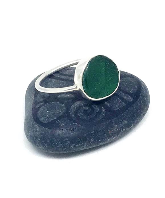 Dark Textured Emerald Green Sea Glass 