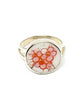 Delicate Pink Flowers Vintage Pottery Ring - Size 4