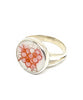 Delicate Pink Flowers Vintage Pottery Ring - Size 4