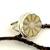 Iridescent Beige Vintage Button Ring - Size 7